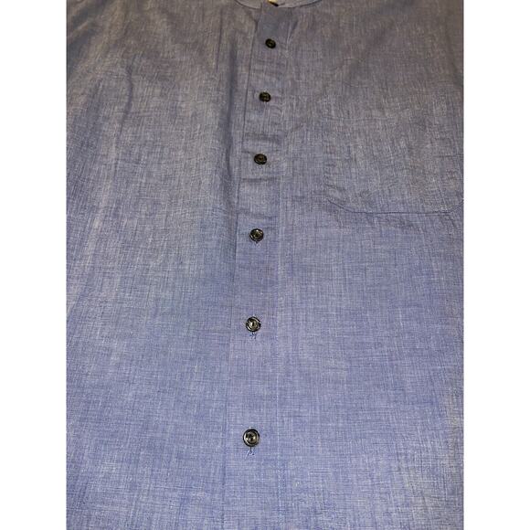 Mosa for Oaktree Mens XL Blue Button Down Low Collar Shirt Cotton - Picture 8 of 14